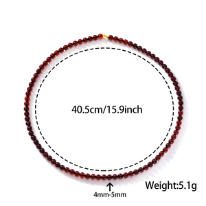 Collar de Ámbar Sanguino Báltico Natural Delicado de 5.1g y 40.5cm, Regalo Religioso, Cuentas Redondas de 4-5mm, Gargantilla Unisex para Uso Diario - Product Image 2