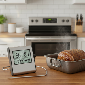 Accessoires <span class=keywords><strong>de</strong></span> cuisine, thermomètre <span class=keywords><strong>de</strong></span> <span class=keywords><strong>cuisson</strong></span> numérique en métal avec minuterie et alarme, thermomètre pour four et aliments - Product Image 1