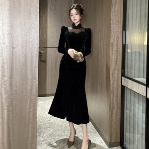 Verified Supplier HM Velvet Dress Winter Loose Fit Velvet