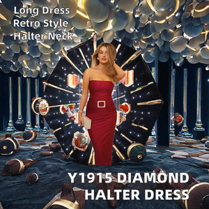 Wholesale Summer <strong>Fashion</strong> <strong>Bright</strong> Diamond Suspender Backless Splicing Natural Waist Regular Fit Satin Plain Dyed - Product Image 2