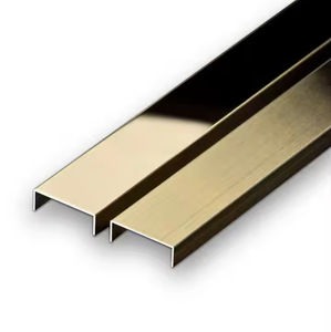 Perfil de acero inoxidable Tira de ajuste decorativa Perfiles de cerámica en forma de U Decoración de muebles de pared Superficie de espejo de 1mm <span class=keywords><strong>Interior</strong></span> - Product Image 2