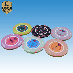Fichas de póker de arcilla de tres tonos personalizadas Patrón de diamante Marca LANGE de alta seguridad Estilo <span class=keywords><strong>EURO</strong></span> - Product Image 4