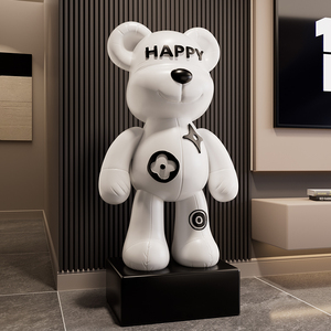 Statue d'ours violent, grande, blanche, de luxe, moderne, décoration de salon, support de meuble TV, cadeau de pendaison de crémaillère - Product Image 1