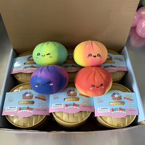 Caja Sorpresa de Dumplings Squishy Suaves de Alta Calidad con Forma de Arcoíris, Bao Dumplings Sonrientes al Vapor, Juguetes Antiestrés con Vaporizador - Product Image 1
