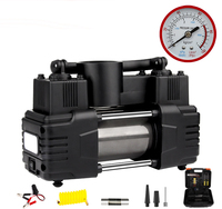 Inflator Ban Silinder Ganda Portabel, Inflator Ban Silinder Ganda Portabel, Pompa Udara Mini Dc 12V, Inflator Ban Kompresor Udara Mobil dengan Lampu Led
