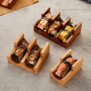 Plateau en bois écologique multi-compartiments avec logo personnalisé et support portable pour tacos, outils de sushi pour fêtes à domicile japonaises - Product Image 4