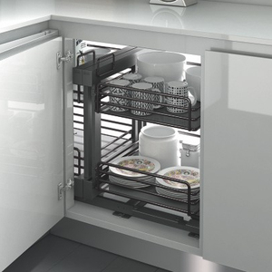 Modern Stainless Steel <b>Wire</b> <b>Basket</b> Hidden Pantry Cabinet Pull Out Storage in Kitchen Space-Saving Magic Corner Design 02.2A.RWB1 - Product Image 5