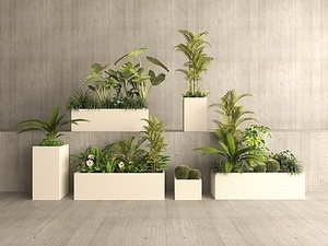 Jardinera de Fibra de Vidrio de Estilo Chino, Combinación de Macetas para Exteriores, Personalizable, Rectangular Simple, para Terraza/Patio - Product Image 6