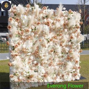 EV <span class=keywords><strong>T197</strong></span> Venta caliente Rosa Artificial Flor Pared Seda Pampas Hierba Lujo Boda Telón de fondo Enrollar - Product Image 2