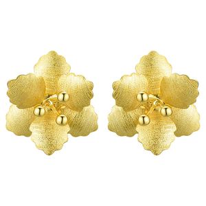 Venta al por mayor 18K chapado en oro plata esterlina 925 delicada <span class=keywords><strong>Malus</strong></span> <span class=keywords><strong>Spectabilis</strong></span> forma flor pendientes regalo joyería fina para mujeres regalos - Product Image 5