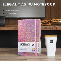 Carnet élégant à couverture en PU, reliure cousue personnalisée, couverture rigide durable avec sangle, impression numérique, pour réunions de bureau M0056