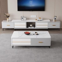 Meuble TV moderne de luxe en bois marbre extensible et ensemble de table basse support de chambre salon meubles flottants de qualité design