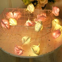 Guirlande lumineuse LED TSINYE 3M 20 LED à piles AA, motif rose, lumières scintillantes/constantes, décoration romantique
