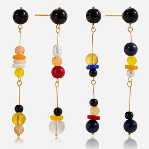 Pendientes de araña con borlas de cuentas acrílicas coloridas, joyería de moda para fiestas - Product Image 1