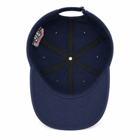 Casquette de baseball bleu marine en coton délavé, 6 panneaux, calotte souple, visière courbée, logo brodé, décontractée, pour l'extérieur, toutes saisons, motif léopard à pois