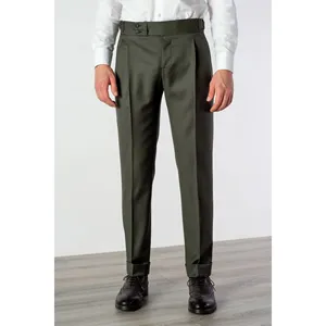 Pantaloni in Lana 130's Verde Quattro Stagioni - Product Image 3