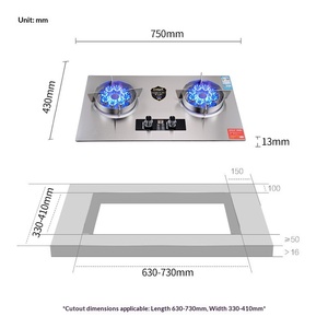 Estufa de <span class=keywords><strong>Gas</strong></span> de Acero Inoxidable de Alta Potencia con Encendido Electrónico por Pulsos, Doble Quemador, Temporizador Inteligente, para Instalación Empotrada o de Sobremesa - Product Image 3