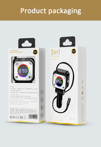 Xe Tiện Ích 2025 FM Transmitter Car Charger 30W/RGB Màu Vòng Ánh Sáng/Có Thể Thu Vào Loại C Cáp 45W Với Bluetooth - Product Image 6