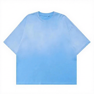 Camiseta Vintage con Hombros Caídos, Efecto Desgastado por el Sol, Lavado Ácido, Estampado Gráfico Personalizado, Camiseta Lisa para Hombre, Moda Urbana, Casual - Product Image 1