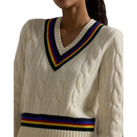 Pull en cachemire à col en V personnalisé pour femmes, tricot d'hiver, style décontracté avec logo à l'avant