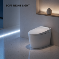 Toilette intelligente moderne et élégante avec chasse d'eau automatique, télécommande, siège chauffant, réservoir d'eau dissimulé, fixation au sol
