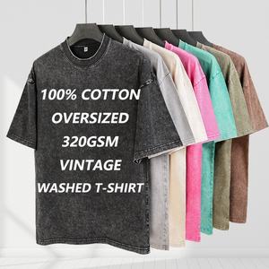 Camiseta ShengShi para hombre, lavado de enzimas, cuello redondo Regular, 320g, tendencias de secado rápido personalizadas, gimnasio con logotipo personalizado, camiseta de compra a granel para equipo - Product Image 4