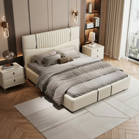 Furnistyle Lederbezogenes Kingsize-Bett mit Metallrahmen Modernes Design Anpassbar