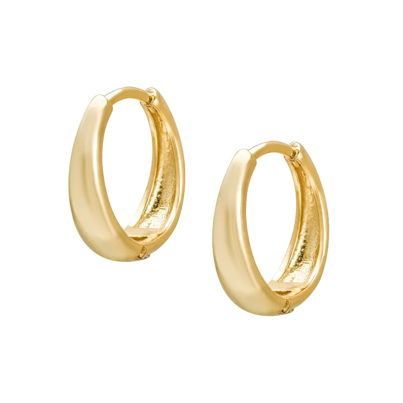 Gemnel Minimalist Jewelry Wholesale Gold Vermeil Huggies 925 Sterling Silver Bold Hoop Earrings For Women