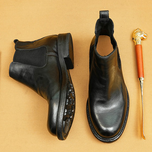 รองเท้าบูทสั้นหนังพื้นหนังสไตล์อังกฤษแบบลำลองสำหรับฤดูหนาว ล้างทำความสะอาดได้ - Product Image 3