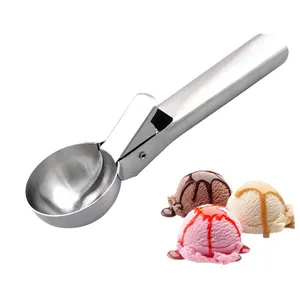 Cuchara antiadherente de acero inoxidable para sandía, sorbete, galletas, helado, con gatillo, para albóndigas