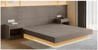 Meubles d'hôtel et d'appartement en bois au design moderne personnalisé, série de meubles de chambre à coucher d'hôtel, lit double, armoire