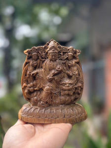 Estatua de Buda de Madera Hecha a Mano, Escultura de Buda de Madera Natural Tallada a Mano, Decoración para Templo Budista, Regalo de Meditación - Product Image 2