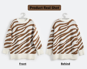 Women's Patchwork Print Oversized Crew Neck Long Sleeve Casual <strong>Pullover</strong> Anti-Pilling Anti-Wrinkle Anti-Shrink Knit Sweater - Product Image 4
