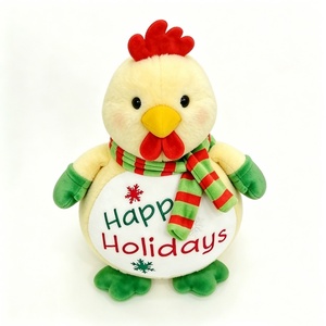 Customized Christmas rooster stuffed animal, <b>Holiday</b> chicken plush toy, Winter scarf chicken plushie - Product Image 5