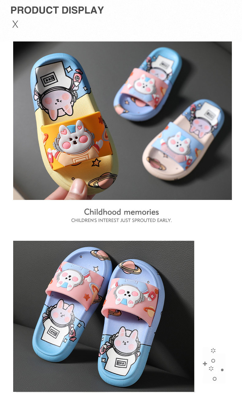 Children Slippers Summer Space Rabbit Indoor Non-slip Soft Baby Cartoon Slippers for Boys and Girls