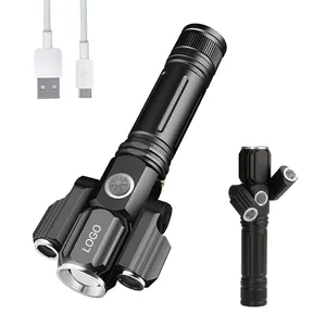 Indoor Outdoor 18650 Batterie 1000 Lumen Dreikopf-USB-Ladegerät T6 XPE LED-Taschenlampen und Taschenlampen mit einstellbarem Seiten licht