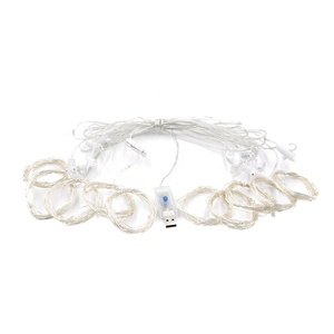 Guirlande lumineuse en forme <span class=keywords><strong>de</strong></span> rideau avec fil <span class=keywords><strong>de</strong></span> cuivre 3*3m 300 LED, télécommande USB, étanche pour l'intérieur et l'extérieur, lampe <span class=keywords><strong>de</strong></span> rideau <span class=keywords><strong>de</strong></span> Noël - Product Image 1