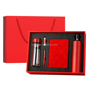 Ensemble cadeau d'entreprise personnalisé avec logo, gobelet en verre, parapluie pliable, stylo, clé USB, carnet, 5 en 1, souvenir d'entreprise - Product Image 2