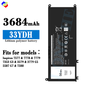 33YDH baterai Laptop pengganti Ion Lithium 56Wh 3684mAh untuk Dell Inspiron 7577 7778 7779 7353G3 3579 3779G5 5587G7 7588 - Product Image 2