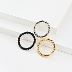 Simple, trendy, artistic spiral braided <b>titanium</b> steel <b>ring</b>, unisex design, niche design for index fingers, couple <b>rings</b>. - Product Image 2