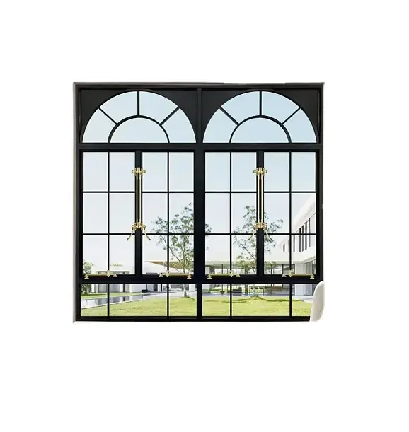 Aluminium Horizontal Broken Bridge black steel frame windows steel sliding windows wrought iron steel window Casement window