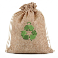Pochette en toile de jute premium LINNA en gros, avec logo personnalisé, sac à bijoux réutilisable à cordon souple pour emballage de marque de boutique