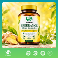 Formule personnalisée FREERANGE Clean Capsules avec chlorophylle, gingembre, citron et probiotiques, service OEM FREERANGE Clean Capsules