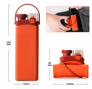 Smiledrink Collapsible Silicone Water <b>Bottle</b> 600ml <b>Straw</b> BPA Free Eco-Friendly Dishwasher Safe Portable Shoulder Strap Sports - Product Image 5
