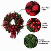 Karangan Bunga Berry Merah Produk Baru untuk Natal, Hiasan Gantung Pintu, Karangan Bunga Dekoratif, Hiasan Dinding, Karangan Bunga Bunga Buatan