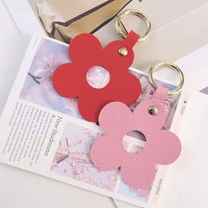Multi-color Fresh Five-petal Flower Keychain PU Leather <b>Key</b> <b>Ring</b> Simple Flower <b>Bag</b> Charm Portable <b>Key</b> Organizer - Product Image 4