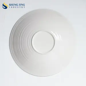 Nordic Popular Design Yellow Thread Round Porcelain Deep Dishes Plates For Restaurant Hotel Premium Ceramic Plate