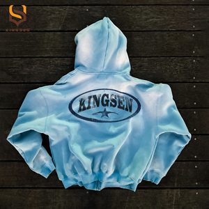 เสื้อฮู้ดดี้ซิปปักลายตามสั่ง ผ้าฝ้ายทรงหลวมไหล่ตก ฮู้ดดี้โอเวอร์ไซส์เนื้อหนา ล้างสีแบบแอซิดวอช ฮู้ดดี้ซิปแบบดิสเทรส - Product Image 3