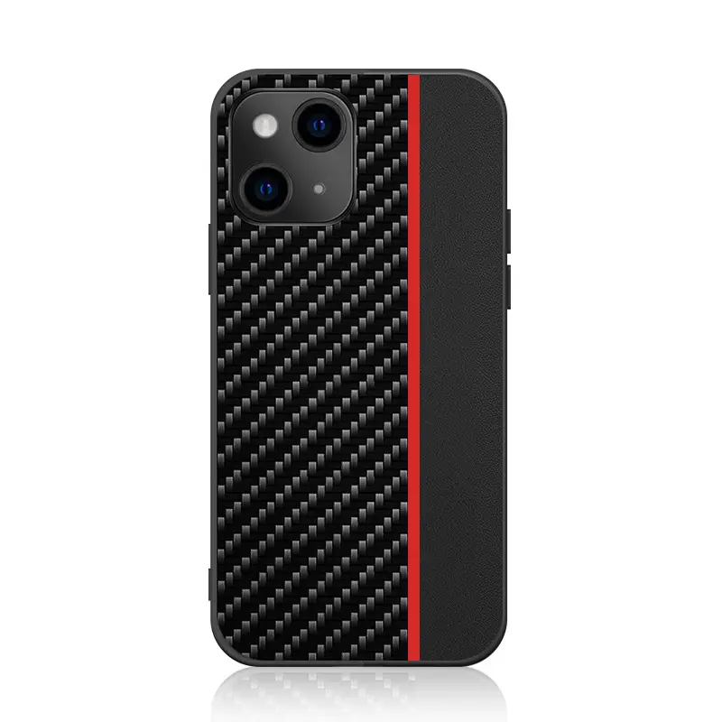 Carbon fiber color stripe mobile phone case TPU leather mobile phone shell for iPhone 13 min pro max
