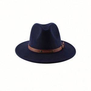 Chapeau Fedora unisexe en feutre à large bord, élégant, sur mesure, pour l'extérieur, décontracté, broderie 3D, quatre saisons - Product Image 6